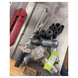Assortment of air tools, and sockets