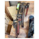 Assortment of pipe wrenches