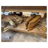 Six wood clamps
