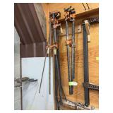 Six pipe clamps and three bar clamps
