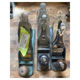 Three wood planes, Stanley number 5, record number 4 and craftsman