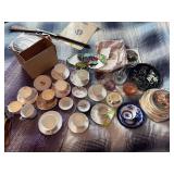 Assortment of China cups and saucers, plates, sun catchers