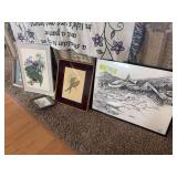 Assortment of artwork, including pencil sketch
