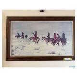 Framed Charles Russell art print on board 42 x 26
