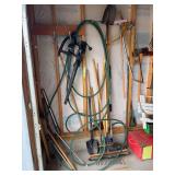 Garage corner of yard tools