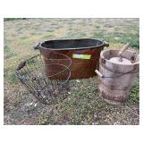 Copper boiler, egg basket, and ice cream maker