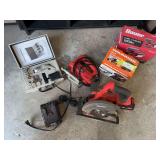 Battery powered circular saw, electric jigsaw, Dremel type hand tool, hand sanders