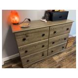 Six drawer light duty dresser with salt lamp, 45 x 16 x 32