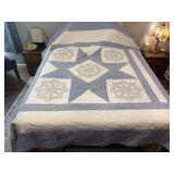 Antique hand embroidered quilt approximately 80 x 100
