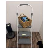 Household step ladder and basket with handheld weights