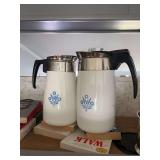 Two corning ware coffee pots