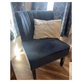 Blue suede side chair