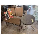 Patio glider settee and side table