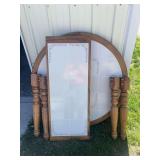 Tile top round oak table with leaf