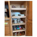 CorningWare, drinking glasses, blue and white dishes, kitchen wraps, etc