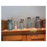 Canning jars, apothecary jar, dairy bottles