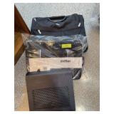 Two computer bags and computer fan