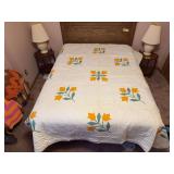 Flower design quilt 84x94 machine pieced, hand quilted