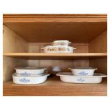 Corning Ware-cornflower pattern and Le Romarin pattern