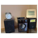 Sharp shelf stereo system, two clocks