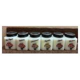 Tipp City milk glass shakers w/ black lids