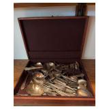 Flatware tray w lots of mismatched flatware