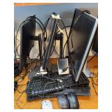 Dell monitors (22,24, 27”), two keyboards, three mice and speakers