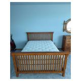 Queen size mission style bed with headboard/footboard/side rails, Posture Sense King Koil mattress and box spring Mattress was also protected by 2 mattress covers that are included