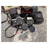 Pentax ME super camera, Pentax flash and Spiratone lense No.211911