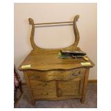 Antique oak commode w/ towel bar 18D x 34L x 47H