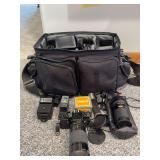 Pentax ME Super camera, Tamrac 5612 Pro 12 camera bag, Pentax flash, Honeywell flash, Vivitar lense, etc