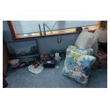 New salt lamp, wall art, throw pillows, canning jars, table lamp, etc