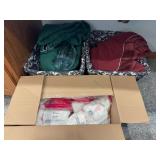 Cotton balls, blankets and two “wicker” laundry baskets