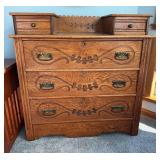 Antique oak dresser, spoon carved drawer fronts, hanky drawers 18D x 39L x 40H