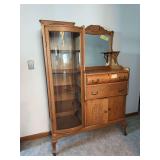 Oak china-sideboard with mirrored back, lamp shelf 18D x 45L x 68H