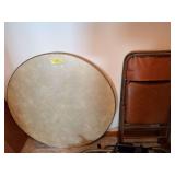 Round card table and two chairs