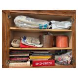 Sewing supplies and books