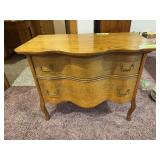 Serpentine front 2 drawer dresser 18D x 35L x 27H