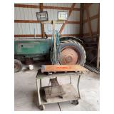 Rolling shop table w/ halogen lights, creeper and shop stool