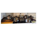 Pots & pans, baking sheets, cutting board