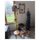 Baskets, two foot stools, grapevine wreath, etc