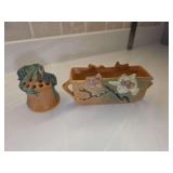 Roseville Art Pottery Magnolia pattern window box planter in green, originally introduced in the 1940s