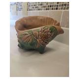 Vintage Roseville Pottery 'Water Lily' line conch shell planter, shape 438-8 from the 1940s