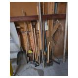 Axe, rake, shovel, spade