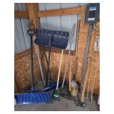Shovels, hoe, axe, sledgehammer