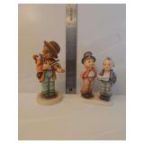 Goebel Hummel 'Duet' figurine, designated as model #130, Goebel Hummel 'Little Fiddler' figurine, specifically identified as having a brown hat and often produced in the TMK-2 (Trademark 2) era betwee