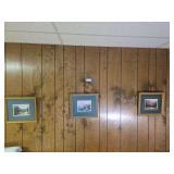 Three framed art pieces 14x12