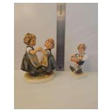 Vintage M.I. Hummel 'Little Drummer' porcelain figurine manufactured by Goebel, Model Number: #240.  'Spring Dance' porcelain figurine made by Goebel and designed based on the artwork of Sister Maria 