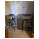 Four folding chairs with two folding tables