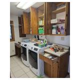 Gain PODS (New Bags), Shower Cleaner, (Full) Turtle Wax (Full), Iron, New Plates, Tools, Some empty Bottles, Light Bulbs, Tape  - Bring Boxes to Pack - All Contents in Laundry Room - Check ALL Picture